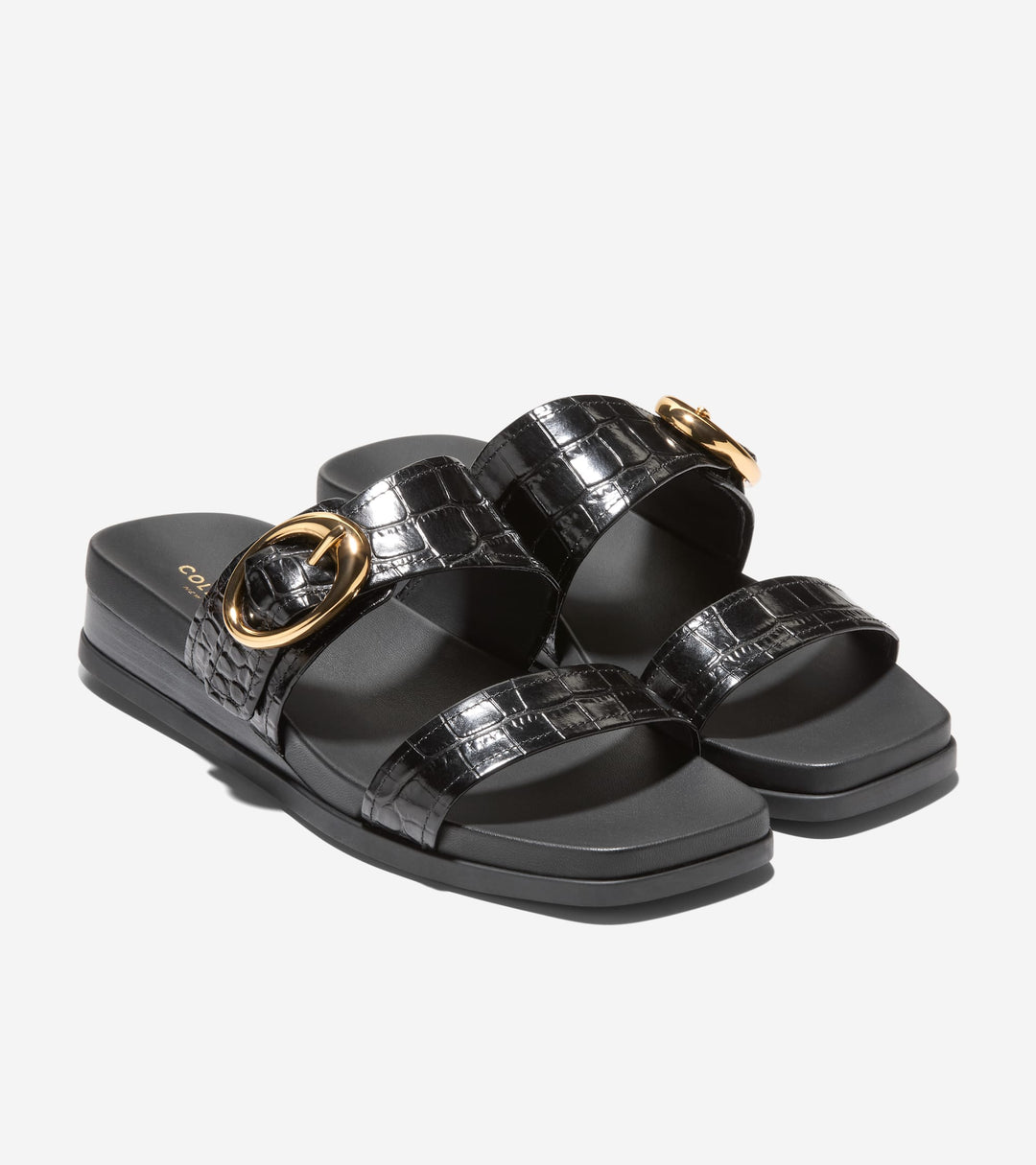 W35351:BLACK CROC PRINT LEATHER