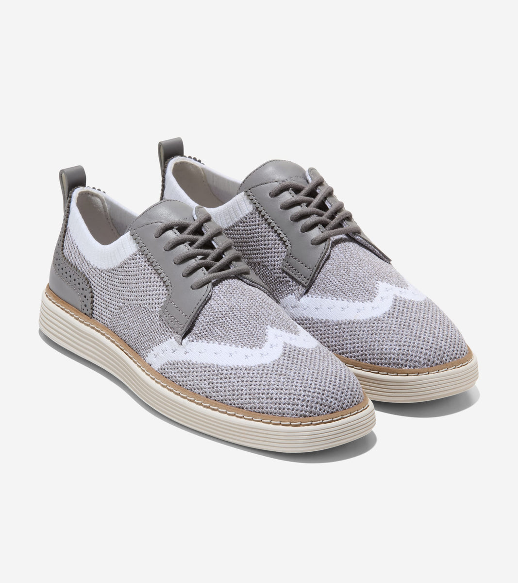 W33218:FROST GRAY AND WHITE HEATHERED KNIT/FROST GRAY/IVORY