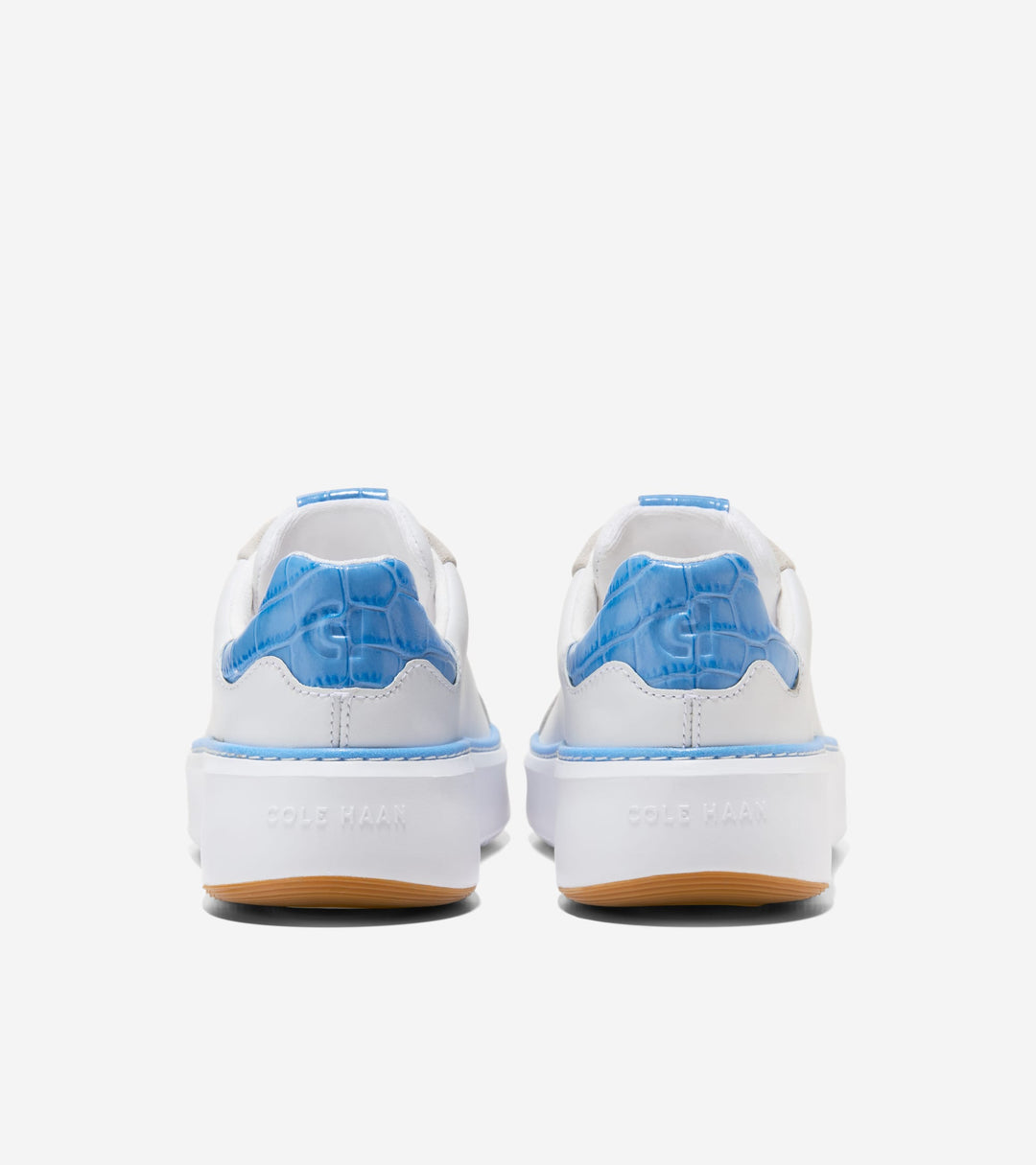 W36232:WHITE LEATHER / AZURE BLUE CROC PRINT LTHR