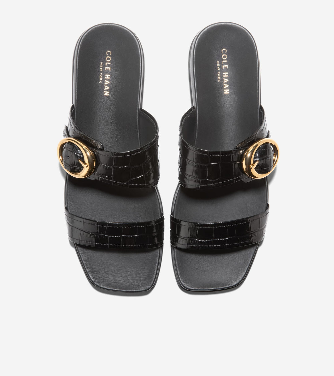 W35351:BLACK CROC PRINT LEATHER