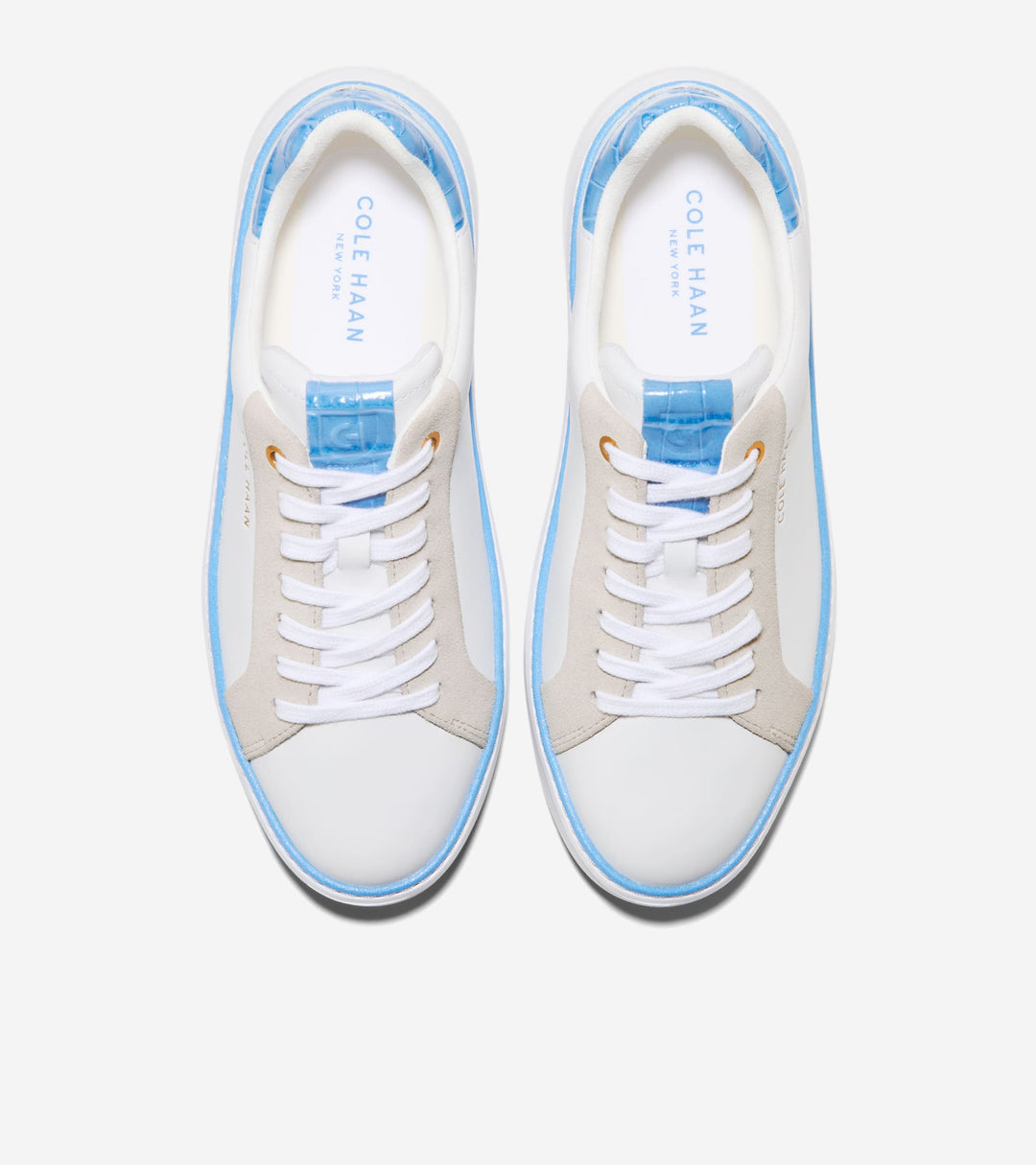 W36232:WHITE LEATHER / AZURE BLUE CROC PRINT LTHR