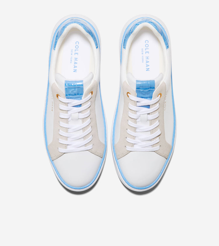 W36232:WHITE LEATHER / AZURE BLUE CROC PRINT LTHR