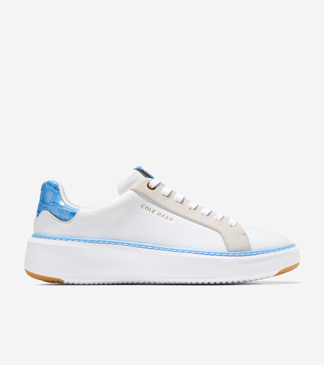 W36232:WHITE LEATHER / AZURE BLUE CROC PRINT LTHR