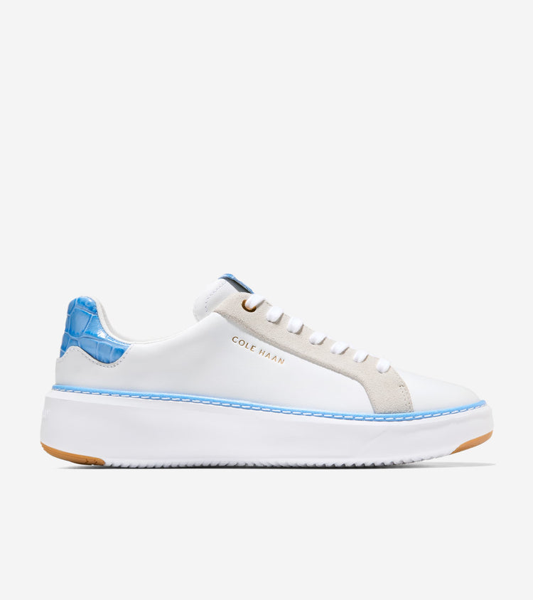 W36232:WHITE LEATHER / AZURE BLUE CROC PRINT LTHR